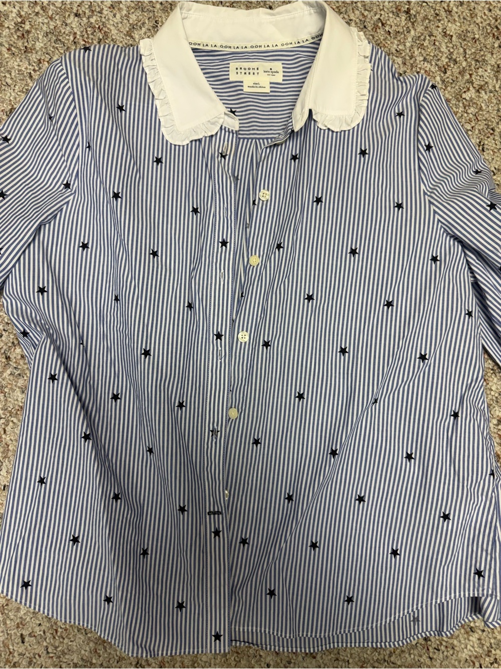 kate spade Blue & White Striped Button-Down with Star Embroidery